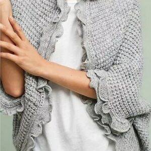 Anthropology, moth, Rocia ruffle Chic Gray Women's open cardigan
